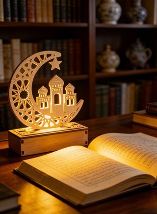 ديكور رمضان، أضواء رمضان، 4 قطع مصباح شمعة نجمة وقمر LED لتزيين رمضان كريم إسلامي مسلم في المنزل، هدية حفل عيد مبارك - view 3